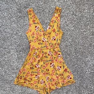 Yellow floral romper